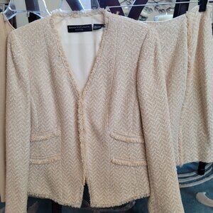 Dana Buchman 3 piece suit in cream color and muted gold thread throughout  6P